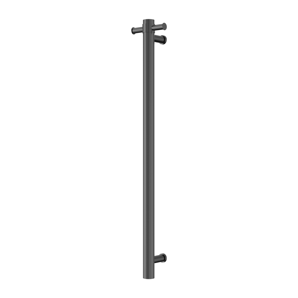 NERO MECCA SINGLE VERTICAL HEATED TOWEL RAIL GUN METAL 900MM