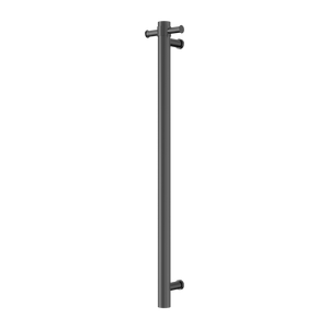 NERO MECCA SINGLE VERTICAL HEATED TOWEL RAIL GUN METAL 900MM