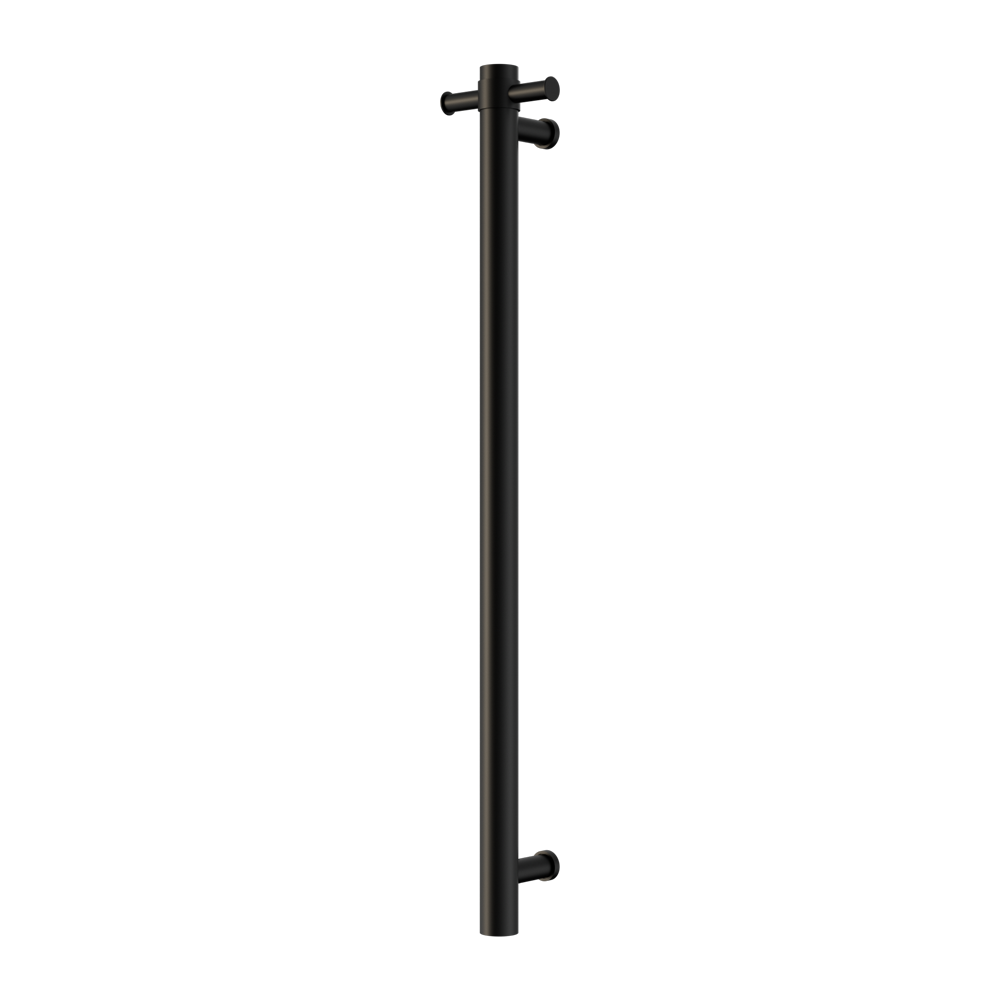 NERO MECCA SINGLE VERTICAL HEATED TOWEL RAIL MATTE BLACK 900MM