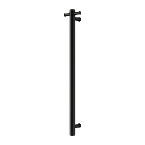 NERO MECCA SINGLE VERTICAL HEATED TOWEL RAIL MATTE BLACK 900MM