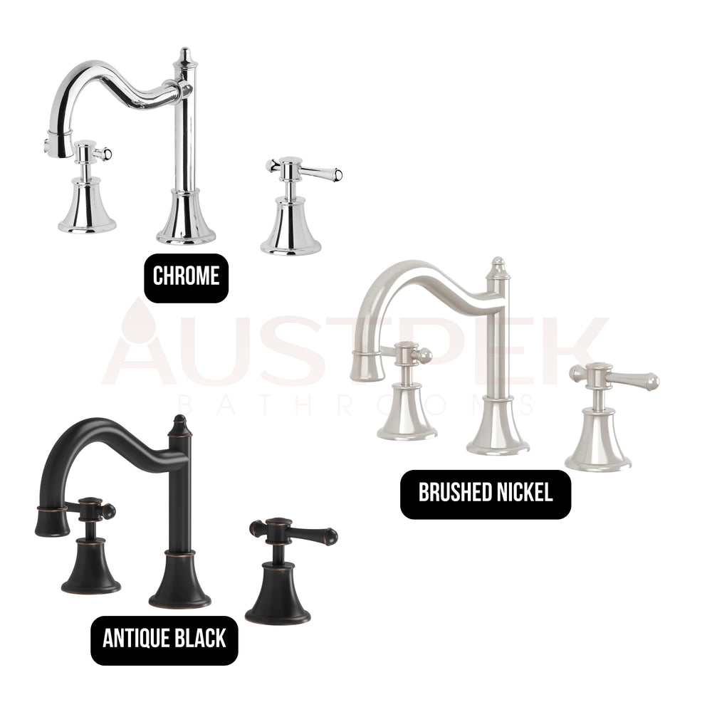PHOENIX NOSTALGIA LEVER LEAD FREE BASIN SET SHEPHERDS CROOK 184MM BRUSHED NICKEL