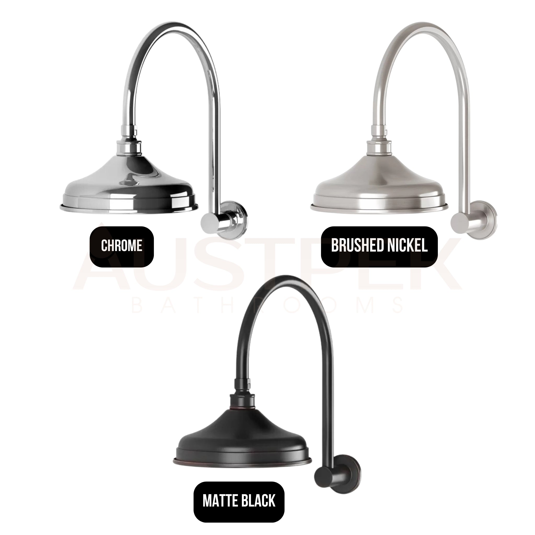 PHOENIX NOSTALGIA VINTAGE SHOWER ARM & ROSE 303MM BRUSHED NICKEL
