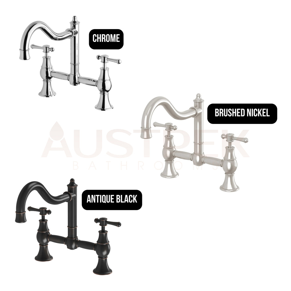 PHOENIX NOSTALGIA EXPOSED SINK SET SHEPHERDS CROOK 279MM BRUSHED NICKEL