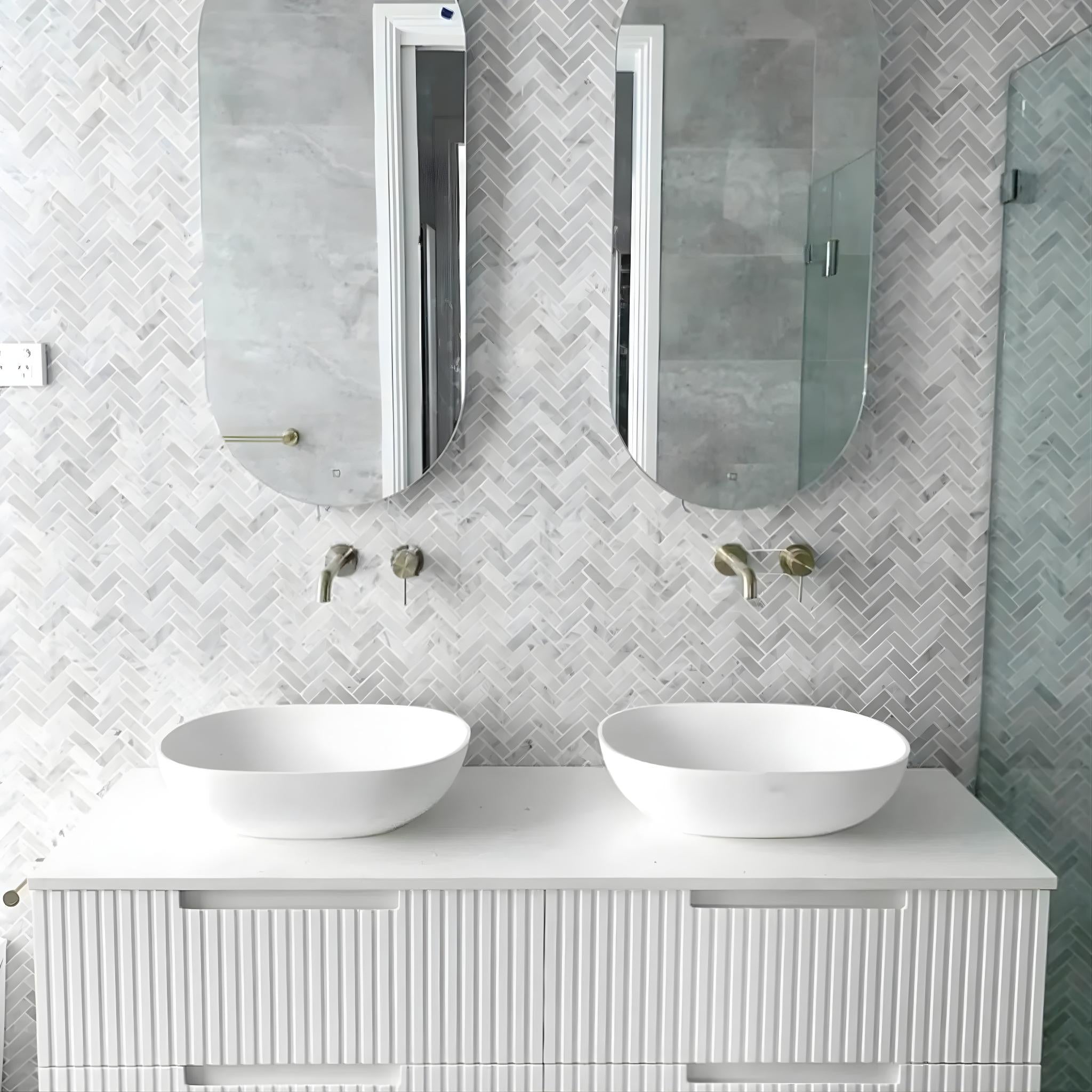 OTTI NOOSA MATTE WHITE 1500MM DOUBLE BOWL FLOOR STANDING VANITY