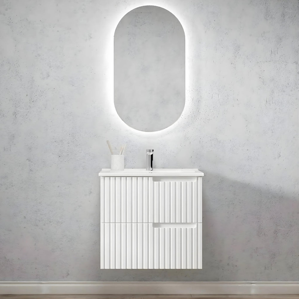 OTTI NOOSA MATTE WHITE 600MM SINGLE BOWL WALL HUNG VANITY