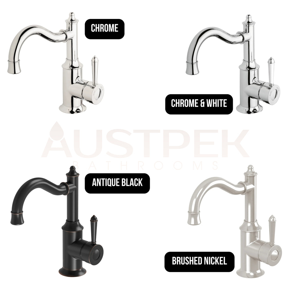 PHOENIX NOSTALGIA BASIN MIXER 160MM SHEPHERDS CROOK ANTIQUE BLACK