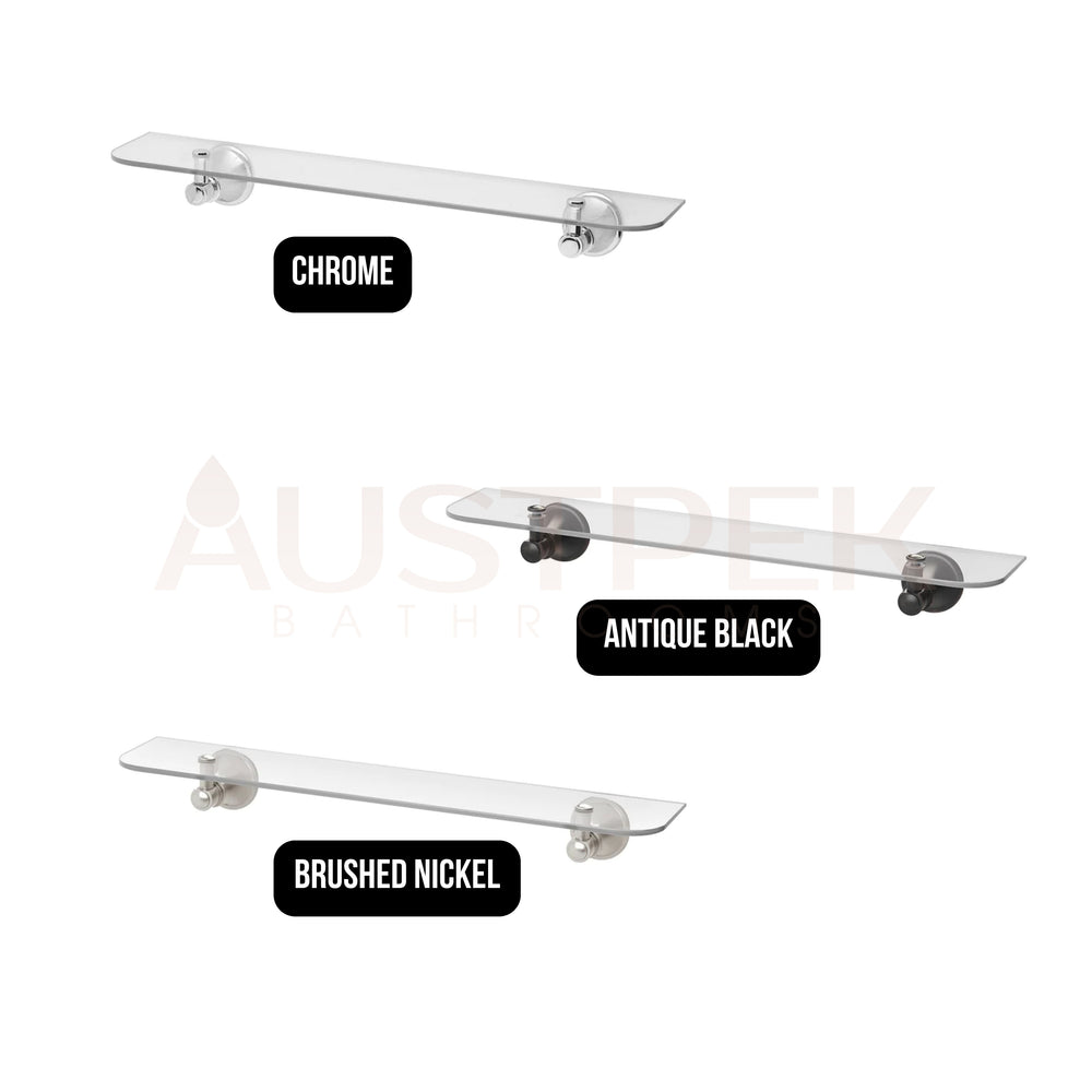PHOENIX NOSTALGIA GLASS SHELF BRUSHED NICKEL 500MM