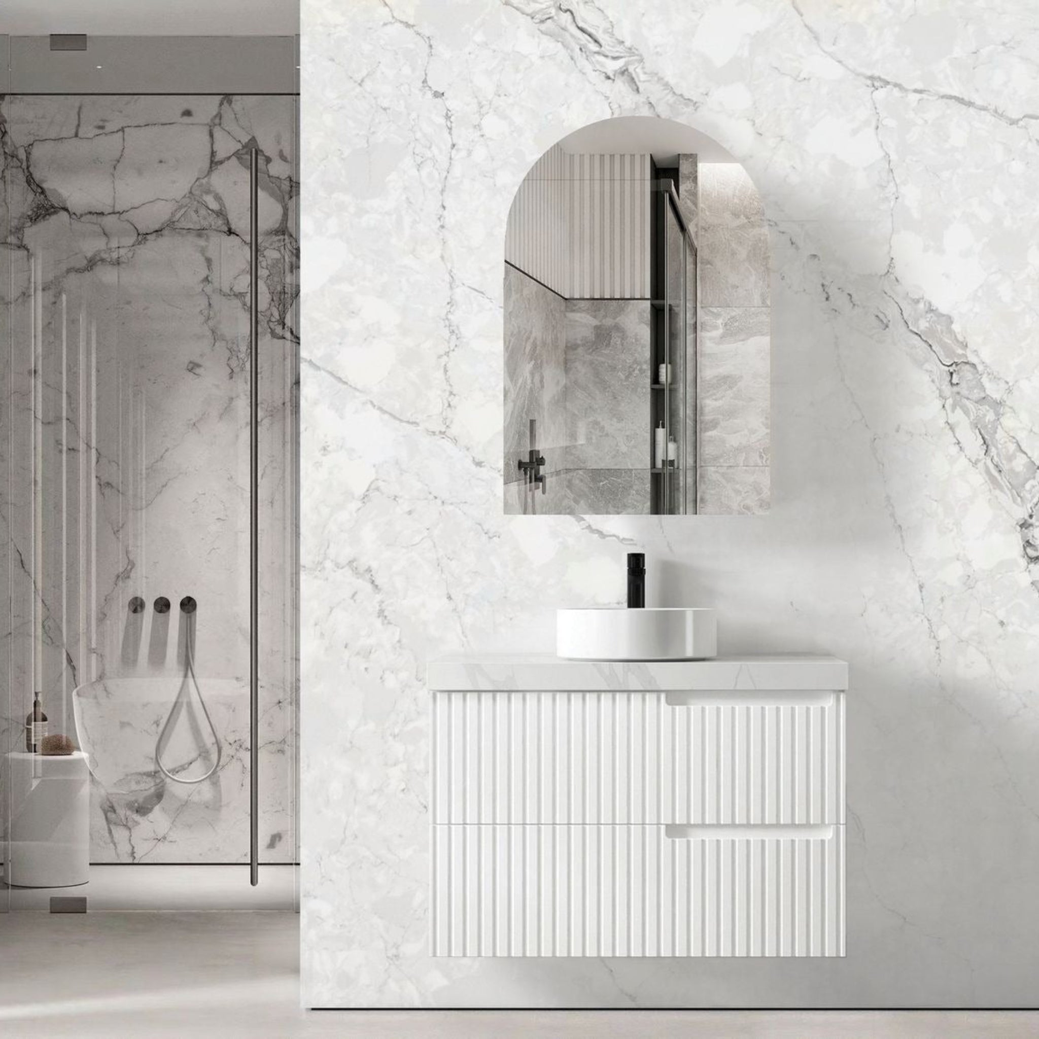 OTTI NOOSA MATTE WHITE 900MM SINGLE BOWL WALL HUNG VANITY