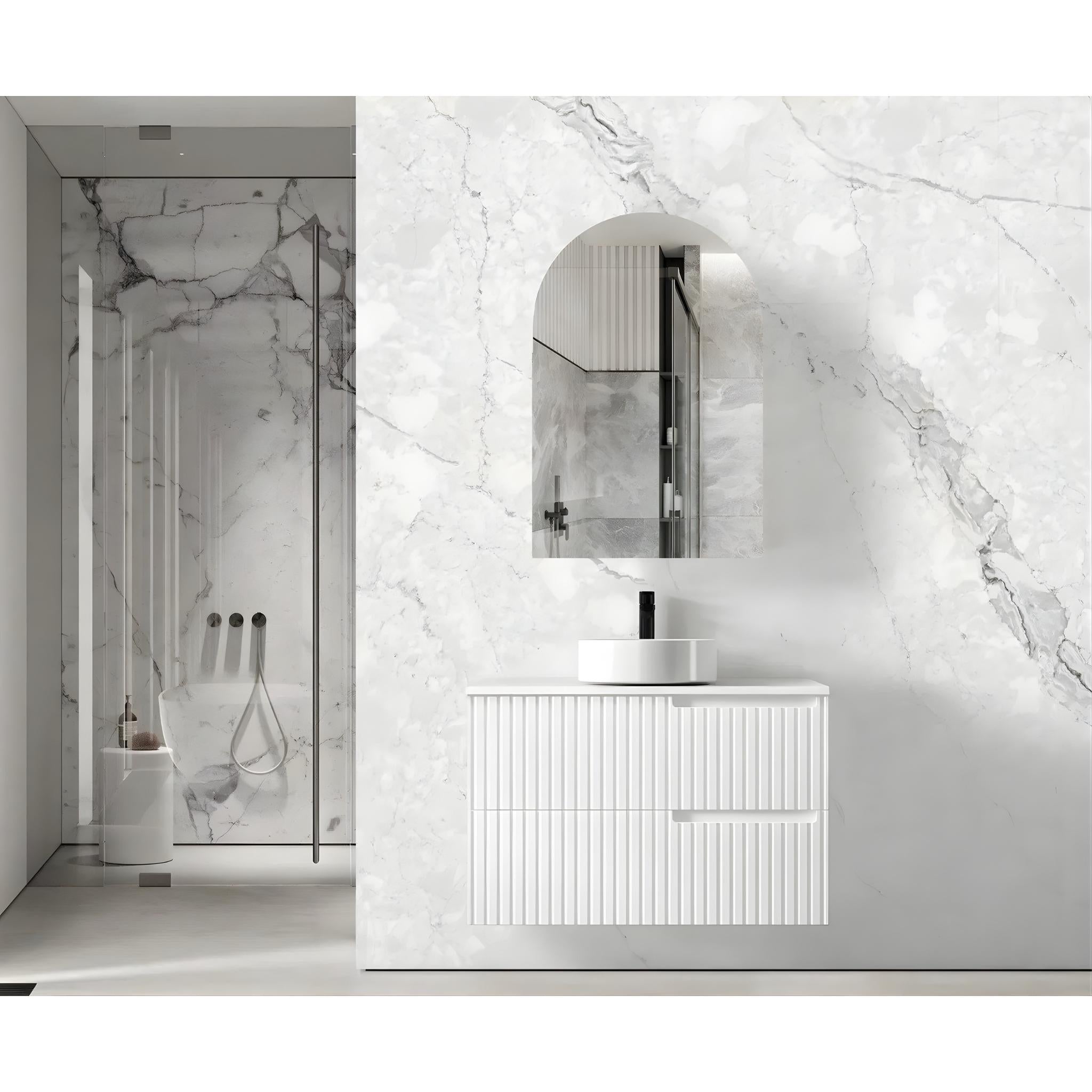 OTTI NOOSA MATTE WHITE 900MM SINGLE BOWL WALL HUNG VANITY
