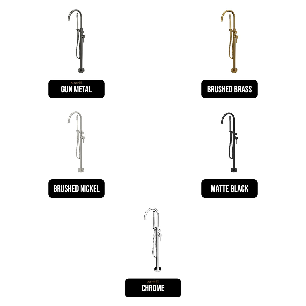 LINSOL NURE FREESTANDING BATH FILLER WITH HAND SHOWER 1012MM GUNMETAL