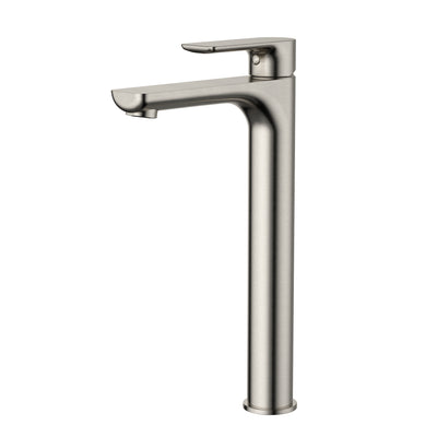 MODERN NATIONAL NOVA LEAD FREE HIGH RISE TALL BASIN MIXER 306MM BRUSHED NICKEL