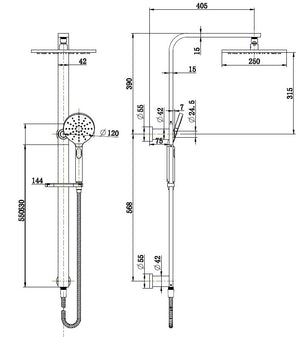 MODERN NATIONAL NOVA LEAD FREE SHOWER COLUMN SET CHROME
