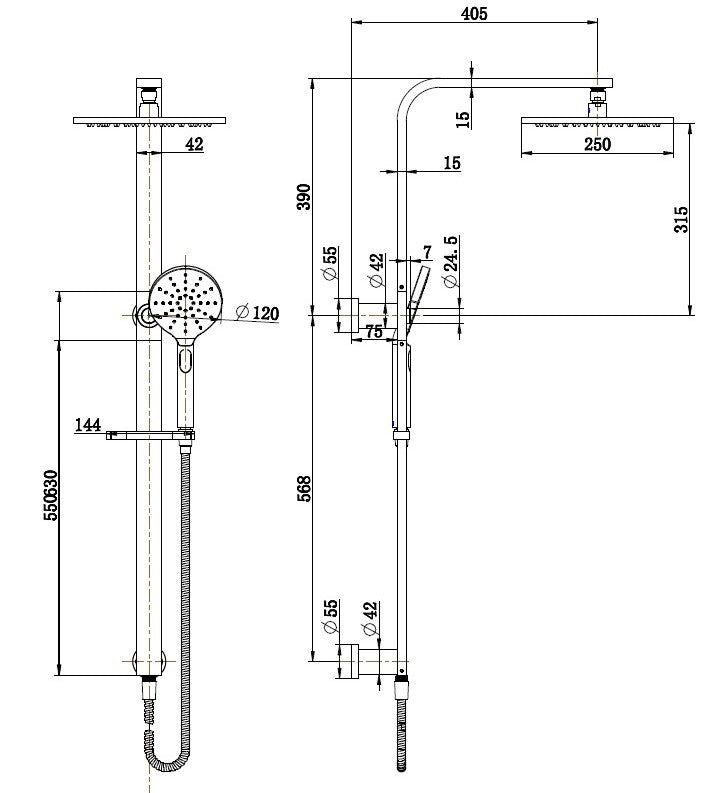MODERN NATIONAL NOVA LEAD FREE SHOWER COLUMN SET GUN METAL