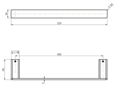 MODERN NATIONAL NOVA TOWEL HOLDER 329MM BRUSHED NICKEL
