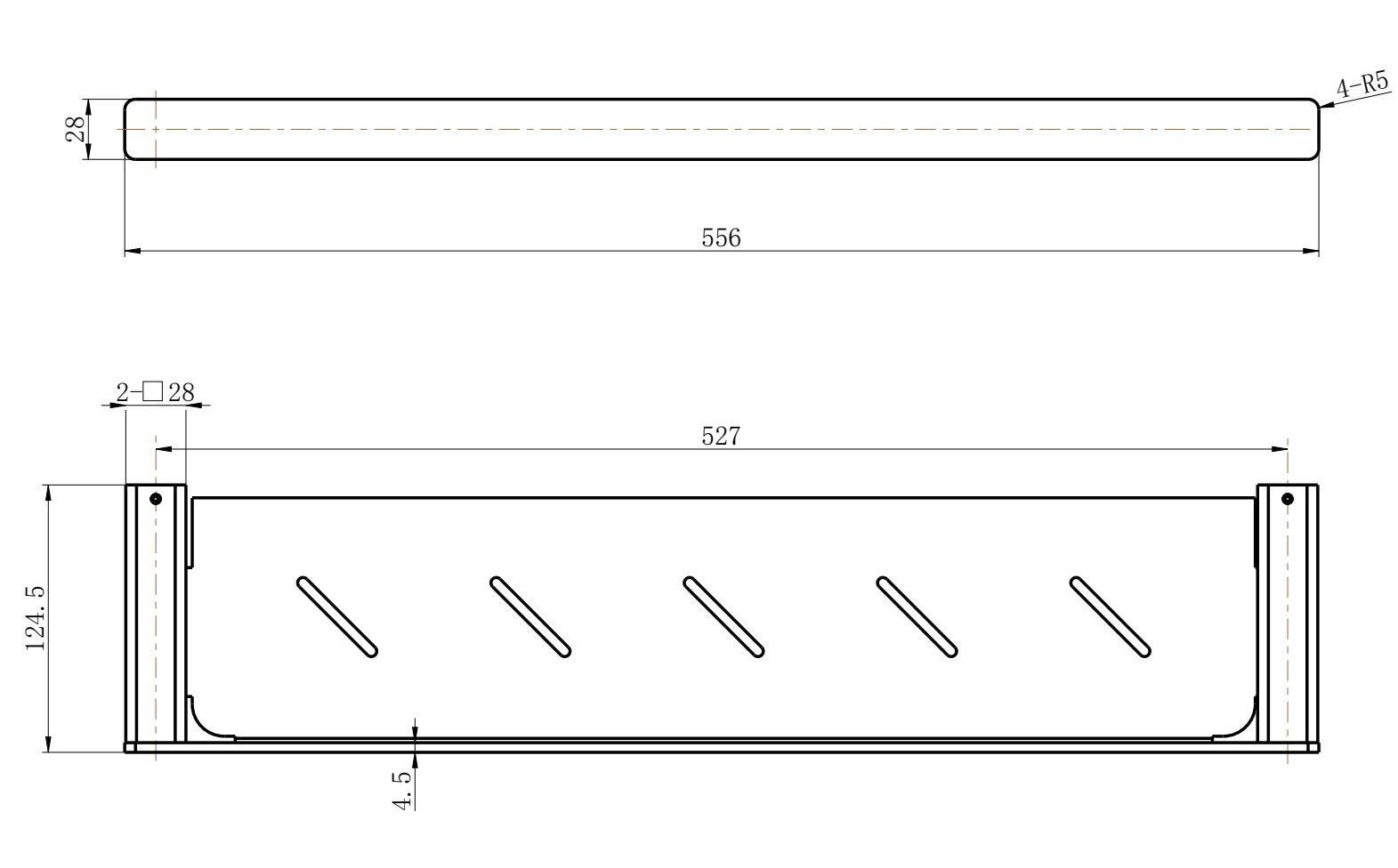 MODERN NATIONAL NOVA METAL SHELF 556MM BRUSHED BRONZE