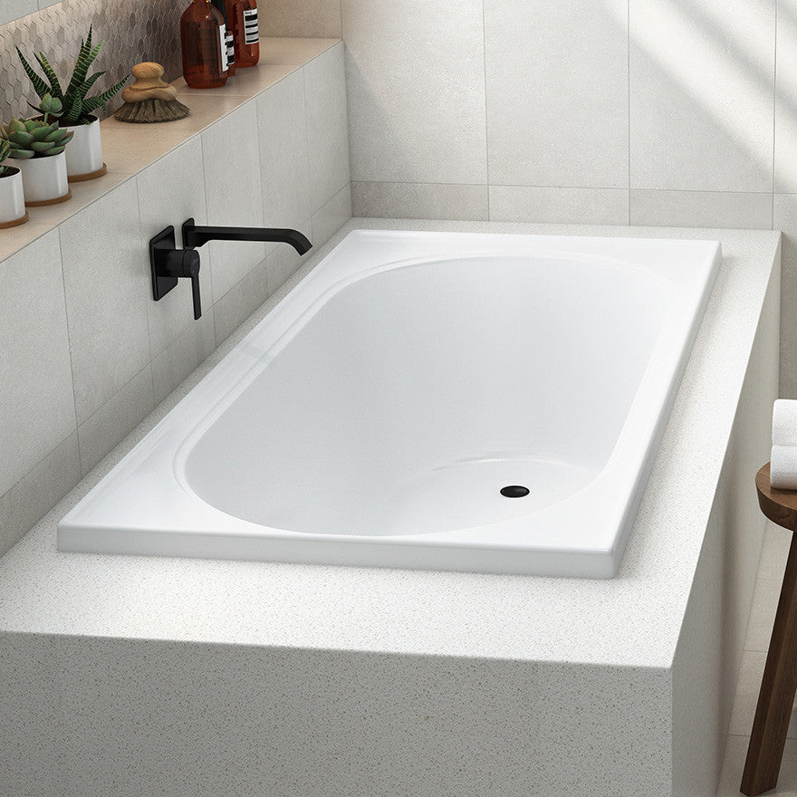 OLIVERI NAPLES INSET BATH WITH TILE BEAD HIGH GLOSS WHITE (AVAILABLE IN 1520MM AND 1665MM)