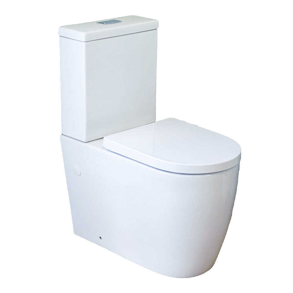 TURNER HASTINGS NARVA RIMLESS CLOSE COUPLED BACK TO WALL TOILET SUITE GLOSS WHITE