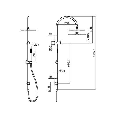 NERO ZEN TWIN SHOWER WITH OUTDOOR SHOWER HOSE GRAPHITE
