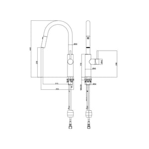 LINSOL HALO S2 PULL OUT SINK MIXER 440MM BRUSHED BRASS
