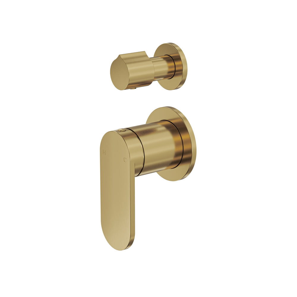 LINSOL CAPO 2-PLATE WALL MIXER WITH DIVERTER BRUSHED BRASS