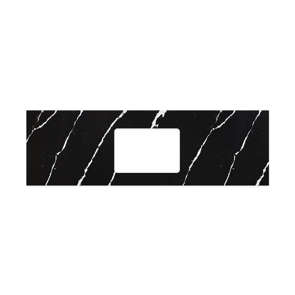 FIENZA NERO VENA SILICA FREE RECTANGULAR STONE BENCHTOP WITH SINGLE UNDERMOUNT BASIN HOLE (AVAILABLE IN 600MM, 750MM, 900MM, 1200MM, 1500MM AND 1800MM)
