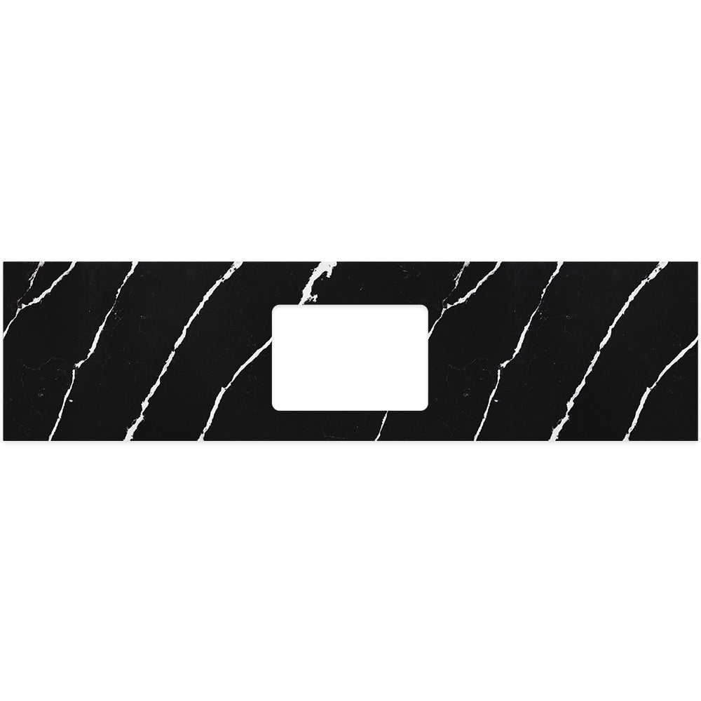 FIENZA NERO VENA SILICA FREE RECTANGULAR STONE BENCHTOP WITH SINGLE UNDERMOUNT BASIN HOLE (AVAILABLE IN 600MM, 750MM, 900MM, 1200MM, 1500MM AND 1800MM)