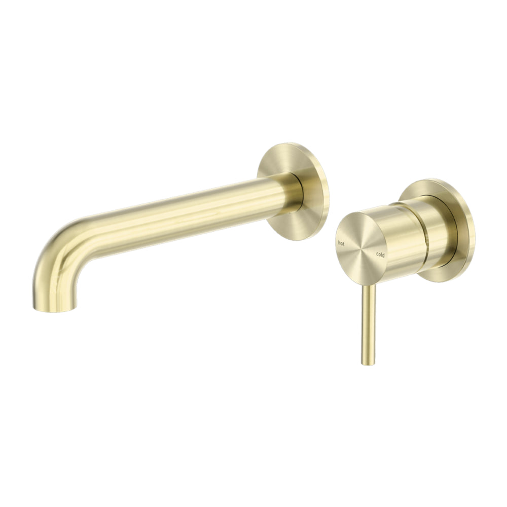 NERO ZEN WALL BASIN/BATH MIXER SEPARATE BACK PLATE SPOUT BRUSHED GOLD (AVAILABLE IN 185MM AND 230MM )