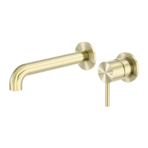 NERO ZEN WALL BASIN/BATH MIXER SEPARATE BACK PLATE SPOUT BRUSHED GOLD (AVAILABLE IN 185MM AND 230MM )