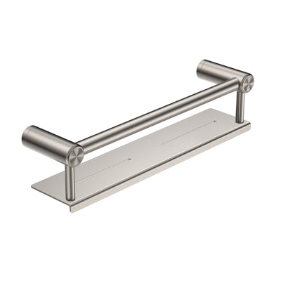 NERO MECCA CARE GRAB RAIL WITH SHELF BRUSHED NICKEL (AVAILABLE IN 300MM AND 450MM)