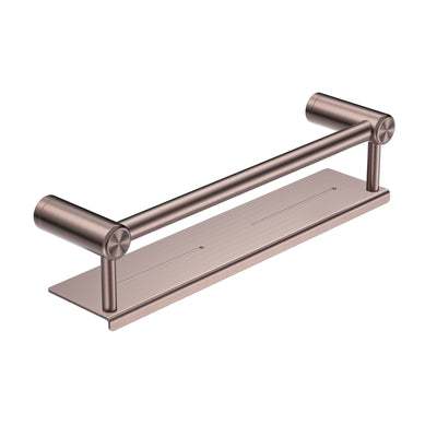 NERO MECCA CARE GRAB RAIL WITH SHELF BRUSHED BRONZE (AVAILABLE IN 300MM AND 450MM)