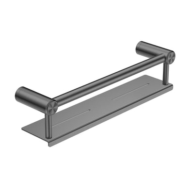 NERO MECCA CARE GRAB RAIL WITH SHELF GUN METAL (AVAILABLE IN 300MM AND 450MM)