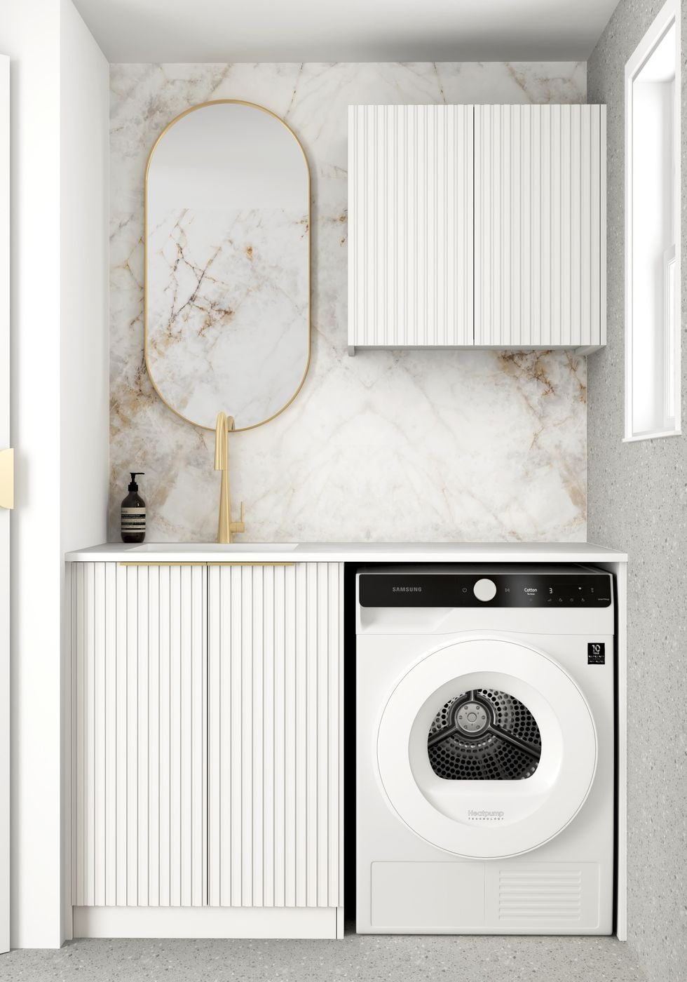 OTTI NOOSA MATTE WHITE FLUTED 630MM WALL LAUNDRY CABINET