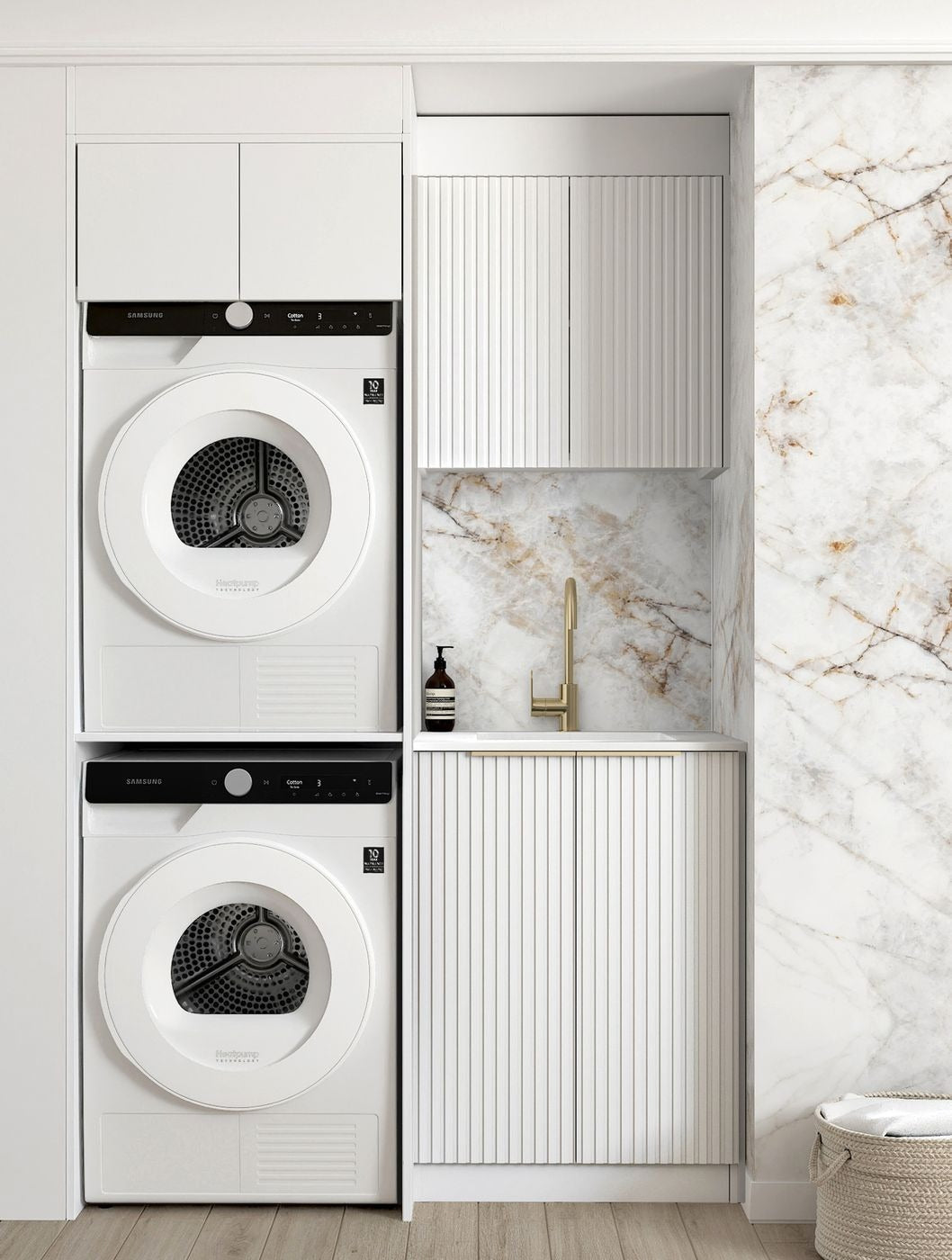 OTTI NOOSA MATTE WHITE FLUTED 630MM WALL LAUNDRY CABINET