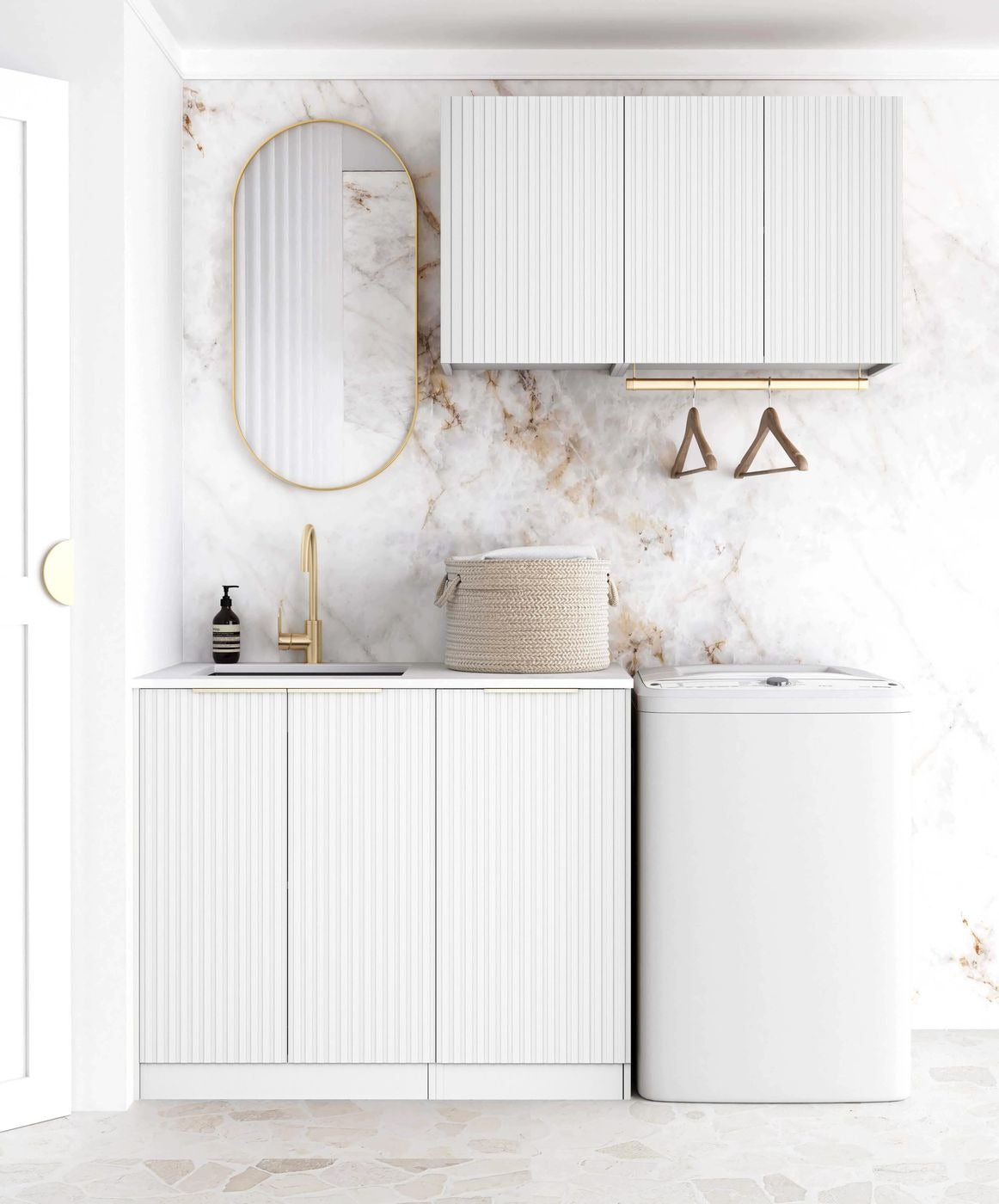 OTTI NOOSA MATTE WHITE FLUTED 415MM WALL LAUNDRY CABINET