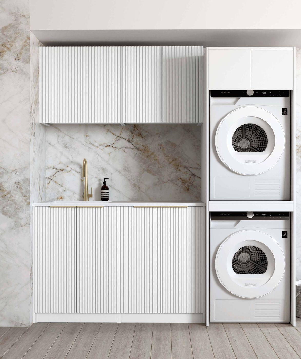 OTTI NOOSA MATTE WHITE FLUTED 630MM WALL LAUNDRY CABINET