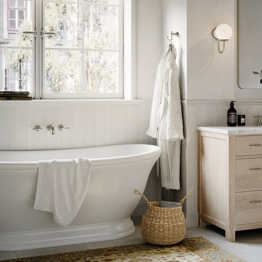 PHOENIX NOSTALGIA THREE-PIECE LEVER BASIN AND BATH SET 180MM SHEPHERDS CROOK BRUSHED NICKEL