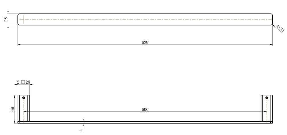 MODERN NATIONAL NOVA SINGLE TOWEL RAIL CHAMPAGNE (AVAILABLE IN 600MM AND 750MM)