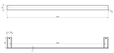 MODERN NATIONAL NOVA SINGLE TOWEL RAIL BRUSHED NICKEL (AVAILABLE IN 600MM AND 750MM)