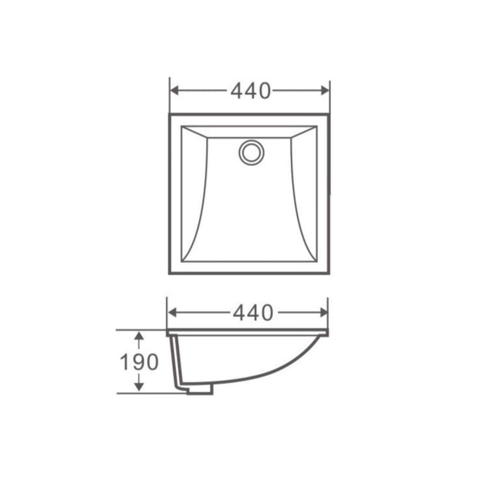 MERCIO NUE SQUARE UNDER COUNTER BASIN GLOSS WHITE 440MM
