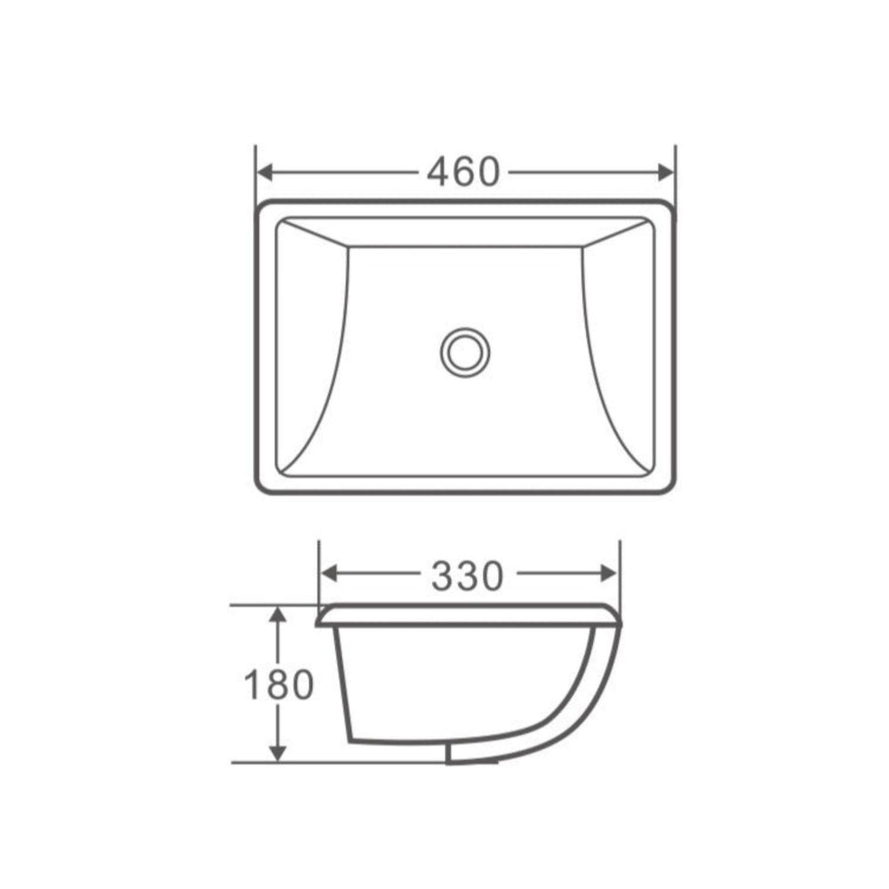 MERCIO NUE RECTANGULAR UNDER COUNTER BASIN GLOSS WHITE 460MM