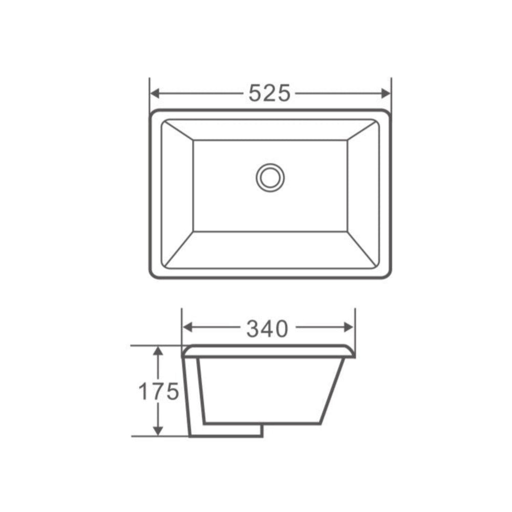MERCIO NUE RECTANGULAR UNDER COUNTER BASIN GLOSS WHITE 530MM