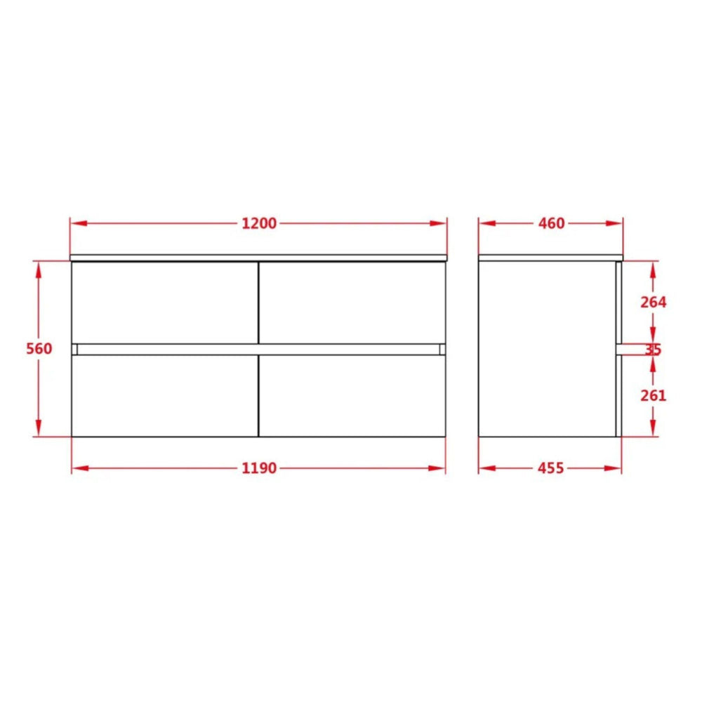 POSEIDON STELLA OAK 1200MM SINGLE BOWL WALL HUNG VANITY