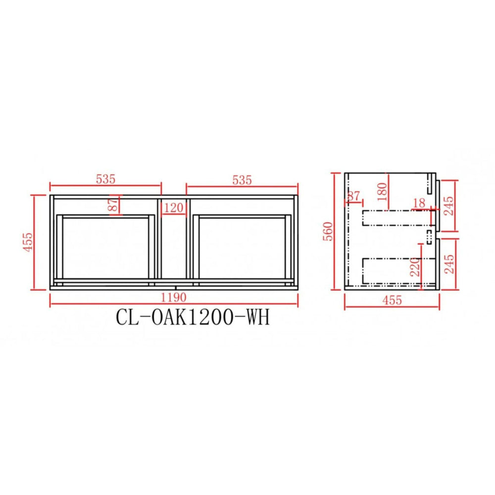 POSEIDON STELLA OAK 1200MM SINGLE BOWL WALL HUNG VANITY