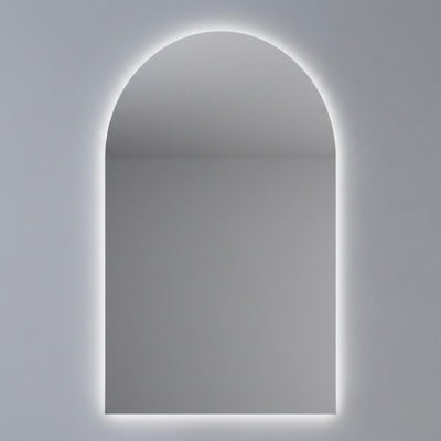 VITO OVIAN ARCHED FRAMELESS BACKLIT LED MIRROR 3 COLOUR LIGHTS 600X900MM