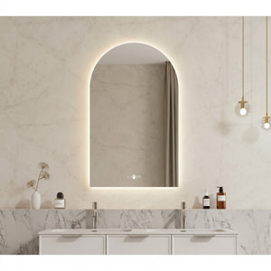 VITO OVIAN ARCHED FRAMELESS BACKLIT LED MIRROR 3 COLOUR LIGHTS 600X900MM