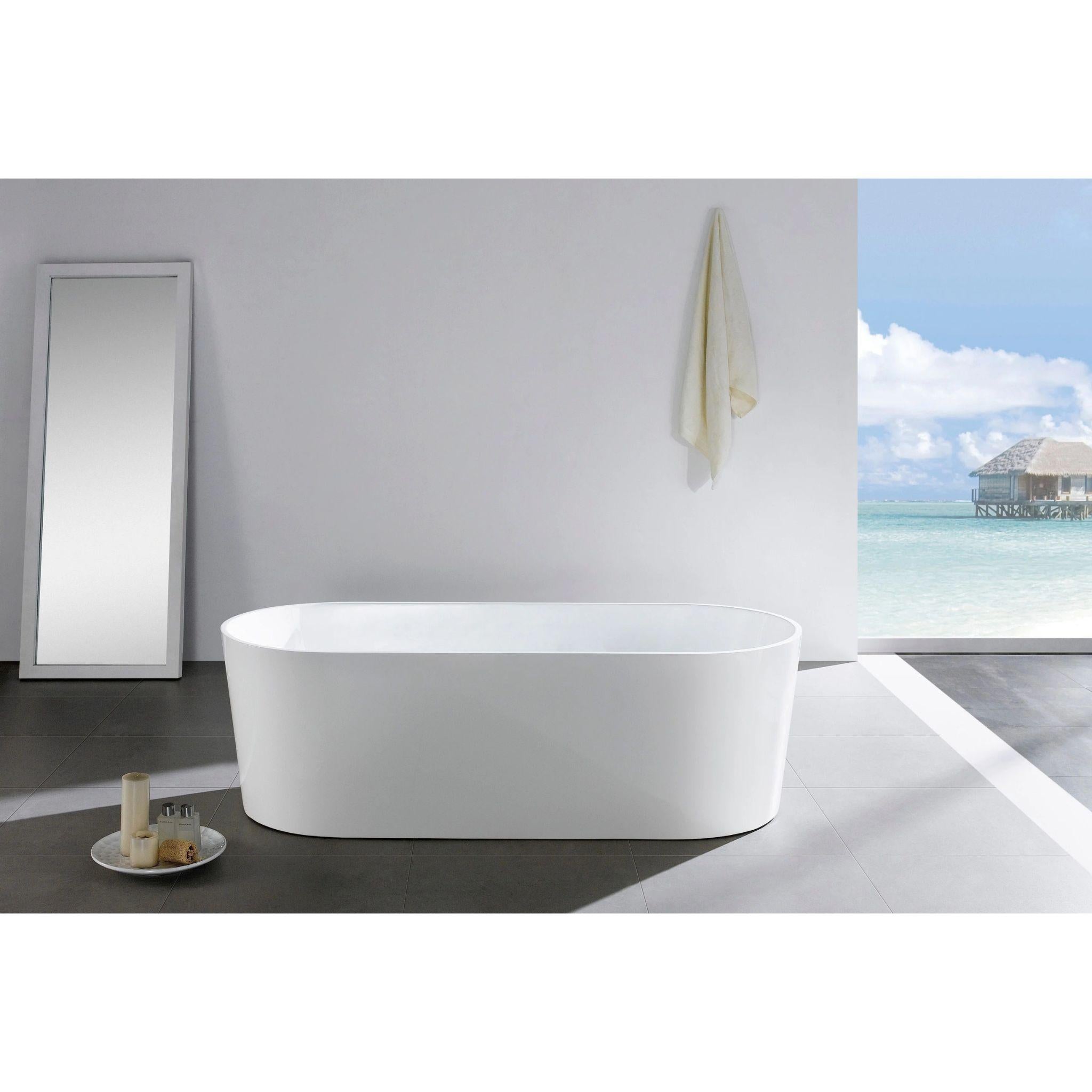 POSEIDON OVIA FREE STANDING BATH GLOSS WHITE (AVAILABLE IN 1200MM, 1300MM, 1400MM, 1500MM AND 1700MM)