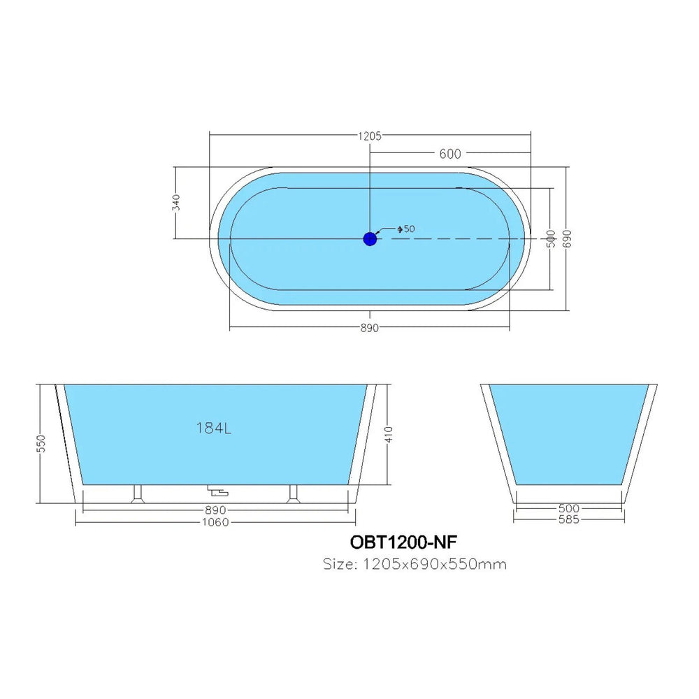 POSEIDON OVIA FREE STANDING BATH GLOSS WHITE (AVAILABLE IN 1200MM, 1300MM, 1400MM, 1500MM AND 1700MM)