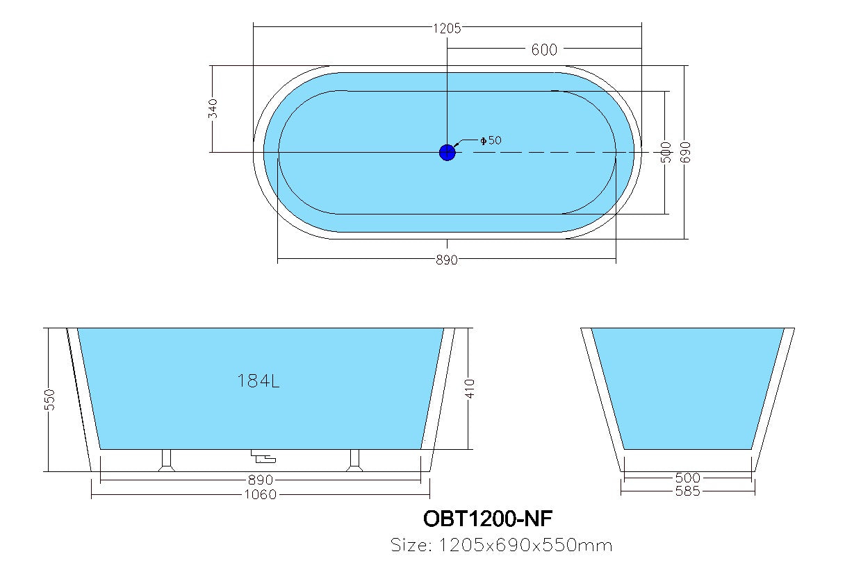 POSEIDON OVIA FREE STANDING BATH GLOSS WHITE (AVAILABLE IN 1200MM, 1300MM, 1400MM, 1500MM AND 1700MM)