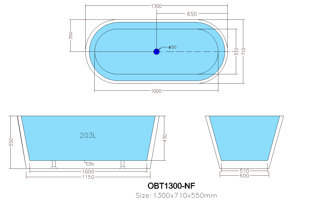 POSEIDON OVIA FREE STANDING BATH GLOSS WHITE (AVAILABLE IN 1200MM, 1300MM, 1400MM, 1500MM AND 1700MM)