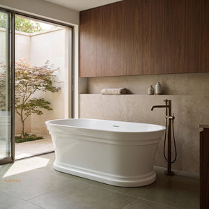 ATTICA HAMPTON FREESTANDING BATHTUB WITH OVERFLOW GLOSS WHITE 1500MM